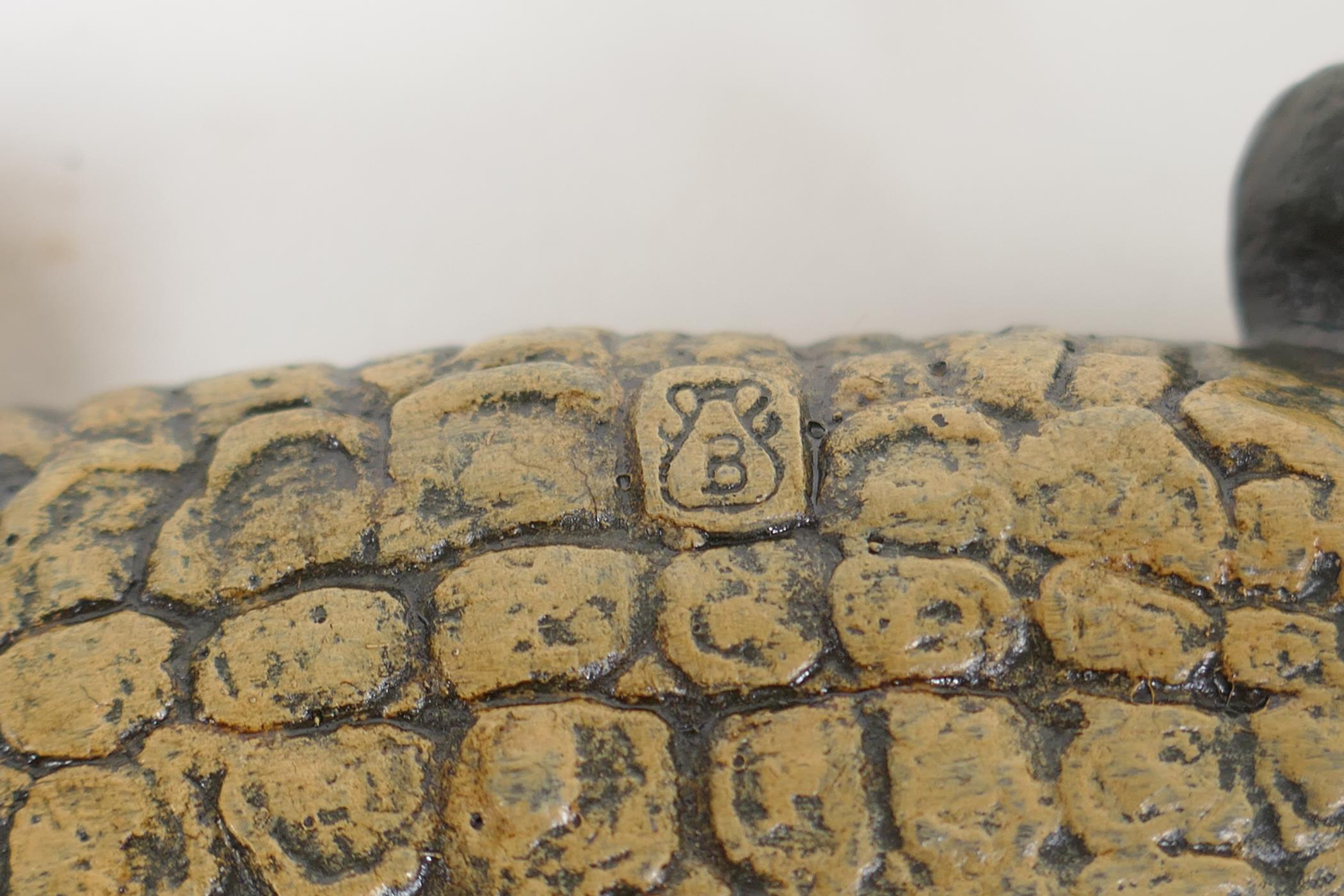 A cold painted bronze crocodile pin tray, in the manner of Bergmann, 22cm long - Image 5 of 5