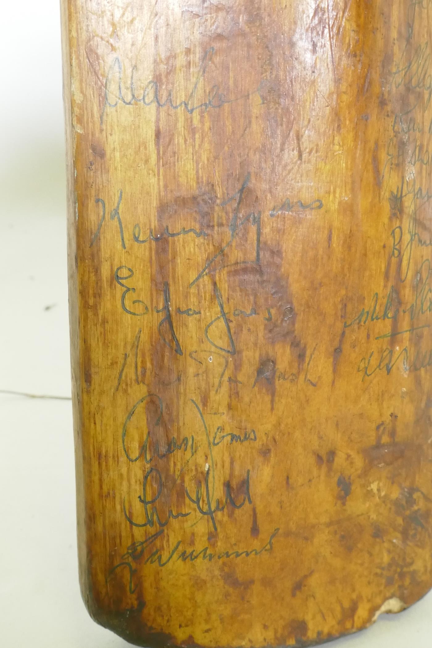 A Slazenger cricket bat, signed with players autographs, Pakistan 1971, Derbyshire, Surrey, - Image 6 of 7
