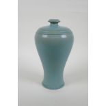 A Chinese Ru ware style porcelain meiping vase, 25cm high