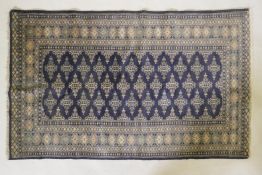 A Persian Sarugh blue ground wool rug, 150 x 92cm