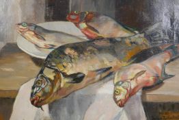 Jacques Rothenbach, (French), still life of fish, 1931, oil on canvas, 61 x 50cm