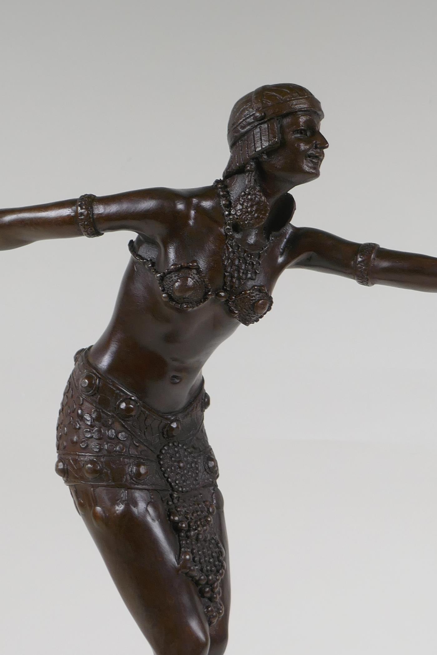 After Demetre Chiparus, Art Deco bronze figure of a dancer, on a marble base, 47cm high - Image 2 of 4