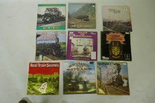 A collection of LPs, Real Train Sounds, Steam Engine recordings