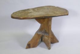 A rustic elm plank top occasional table, 82 x 50 x 58cm
