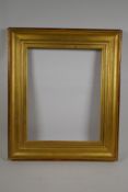 A C19th giltwood picture frame of plain moulding design, 42 x34cm rebate
