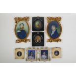 Four pairs of miniature picture frames, largest 12 x 17cm