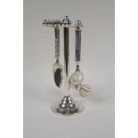 A silver plated bar tool companion set, 27cm high