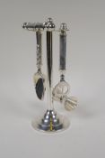 A silver plated bar tool companion set, 27cm high