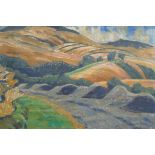 Elizabeth Violet Polunin, (British, 1887-1950), view over rolling hills, 1937, unframed, oil on
