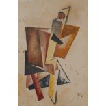 A Russian Constructivist abstract figure, indistinctly signed and dated 1920?, watercolour, 20 x