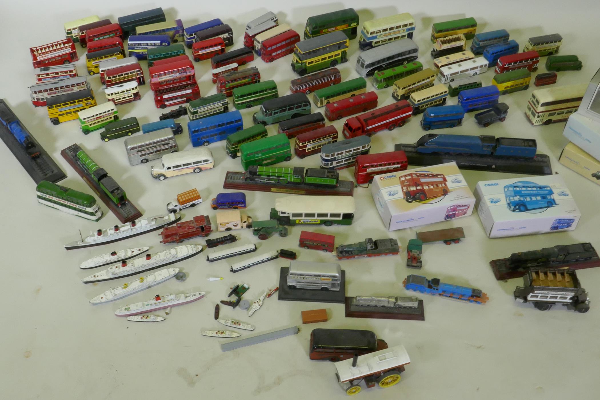 A quantity of collector's die cast model buses, trains, ships etc - Image 2 of 7