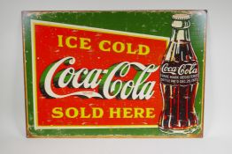 A vintage style metal 'Coca-Cola' advertising sign, 70 x 50cm