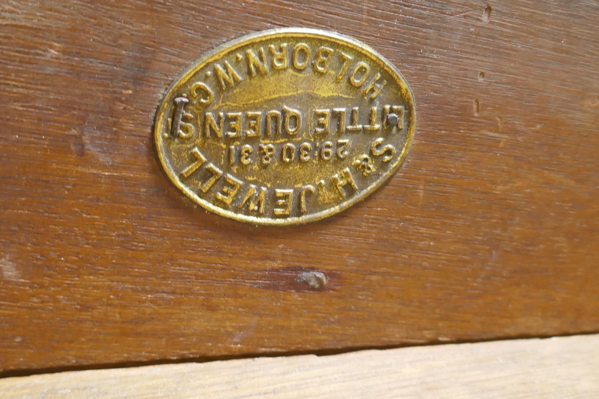 A Victorian inlaid mahogany washstand with rouge marble top and three quarter gallery and two - Image 5 of 7