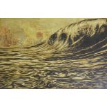 Shepard Fairey, (American, b.1970), Dark Wave, pencil signed offset lithograph, creases to edge,