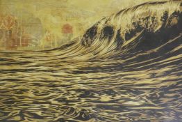 Shepard Fairey, (American, b.1970), Dark Wave, pencil signed offset lithograph, creases to edge,