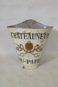 A French style white painted metal grape picker's hopper, decorated with a Chateau Neuf du Pape
