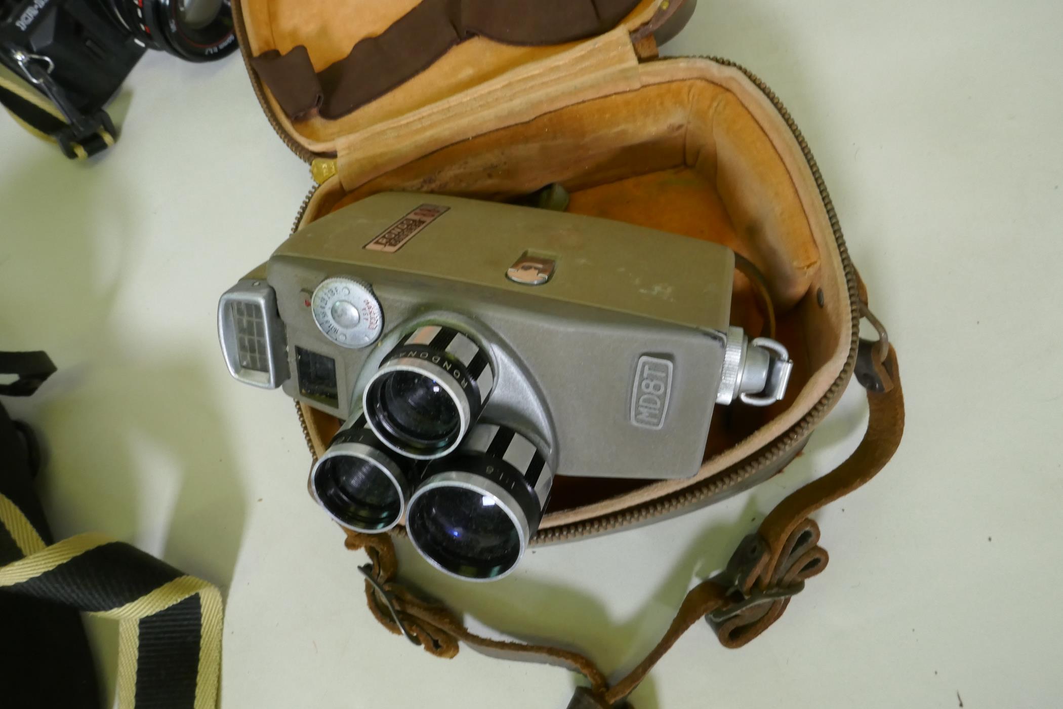 A Nikon D3400 digital camera, a Ricoh KR-10X SLR 35mm camera, Kodak Brownie flash II, Fuji Finepix - Image 2 of 8