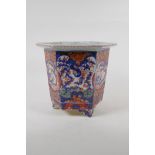 A C19th Chinese Imari porcelain planter of hexagonal form, with phoenix and floral decorative