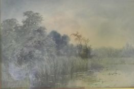 Charles Harmony Harrison, Salhouse Broad, Norfolk, watercolour, signed and dated 1885?, 23 x 33cm