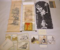 A folio of Chinese watercolour prints from the Palace Museum Collection, a Japanese folio of three