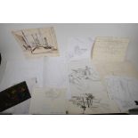 Jonathan Turner, a quantity of sketches, pencil drawings, watercolours, inks, still lifes and