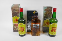 A bottle of Highland Park 12 Year Old Viking Honour Single Malt Scottish Whisky, 700ml, and two