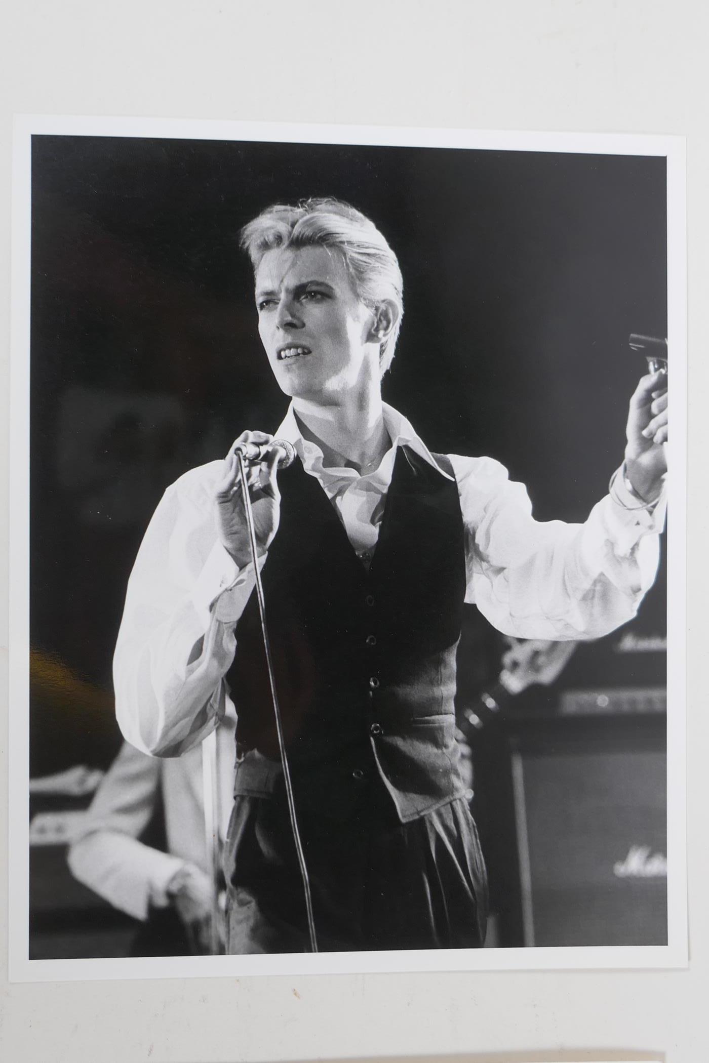 Four 1970s black and white press photographs of David Bowie, all with London Features - Image 4 of 9