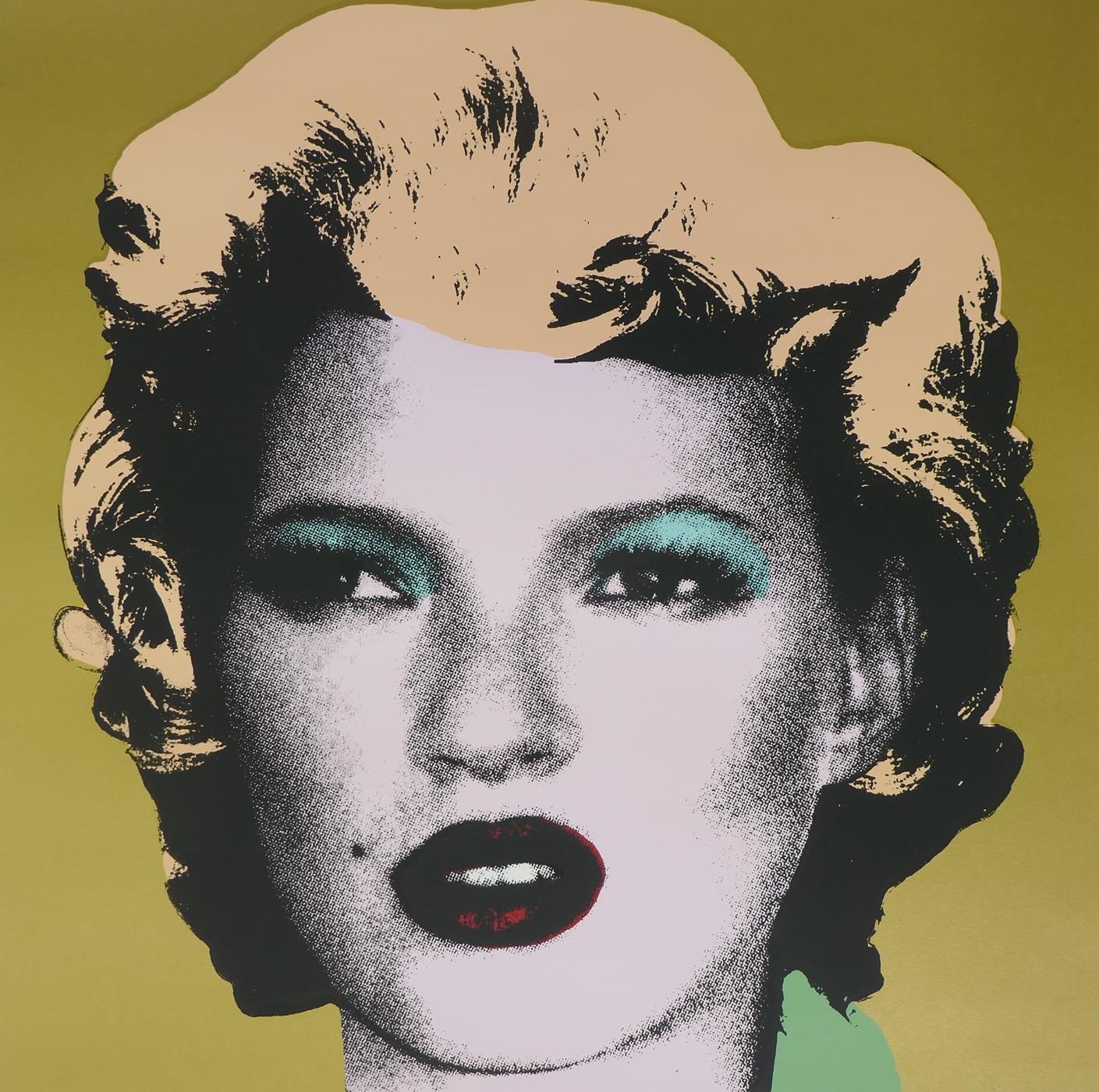 After Banksy, Kate Moss (apricot and gold), limited edition copy screen print No. 27/500, by the