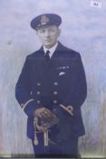 Portrait of a British Naval Officer, watercolour on photographic image, late C19th/early C20th, 40 x