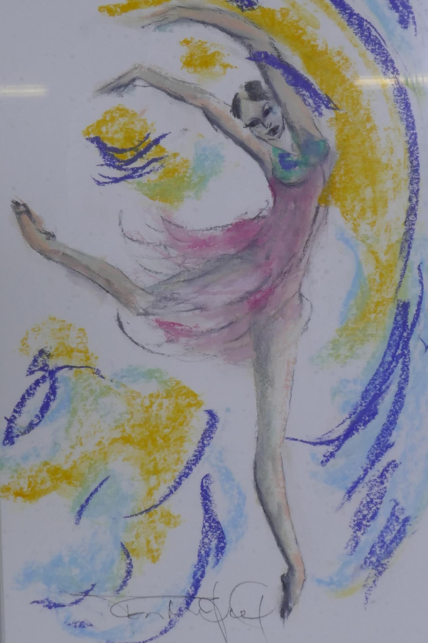 Tom Merryfield, Ballet Dancers, signed, a pair of pastel and mixed media, 30 x 45cm - Image 4 of 4