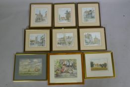 Six Philip & Glyn Martin limited edition prints of local interest, pencil signed, and three other