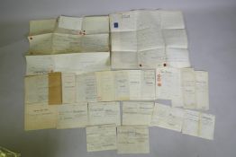A quantity of assorted C19th and early C20th deeds, indentures and mortgage certificates etc