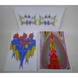 Paul Joffe, three digital multimedia abstract prints, signed, 33 x 48cm