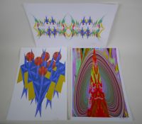 Paul Joffe, three digital multimedia abstract prints, signed, 33 x 48cm