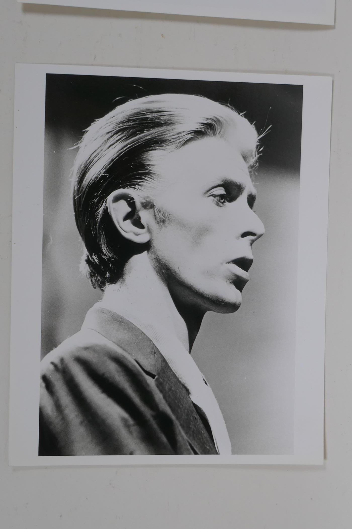 Four 1970s black and white press photographs of David Bowie, all with London Features - Image 8 of 9