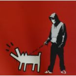 After Banksy, Choose Your Weapon (red), limited edition copy screen print, No. 43/500, by the West