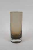 A Whitefriars smoked glass vase, 24cm high