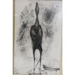 Enrique Arnal, (Bolivian), study of a bird, ink and wash, signed Arnal 61, 30 x 48cm
