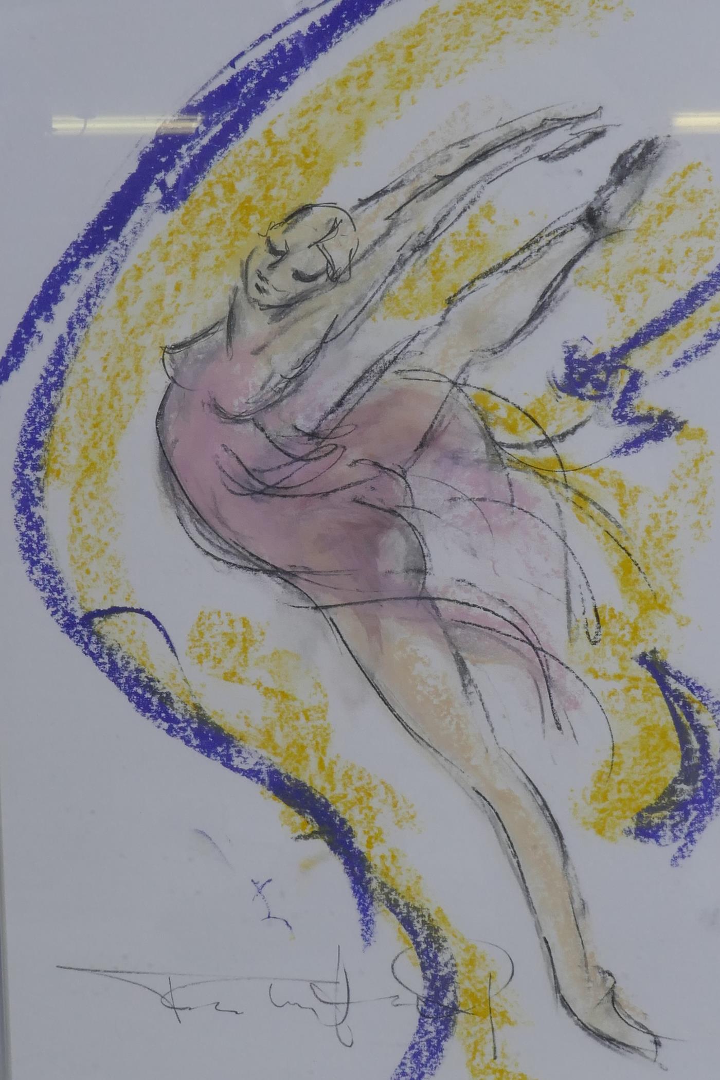 Tom Merryfield, Ballet Dancers, signed, a pair of pastel and mixed media, 30 x 45cm - Image 2 of 4
