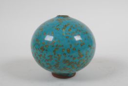 A Chinese turquoise speckle glazed redware vase, 9cm high