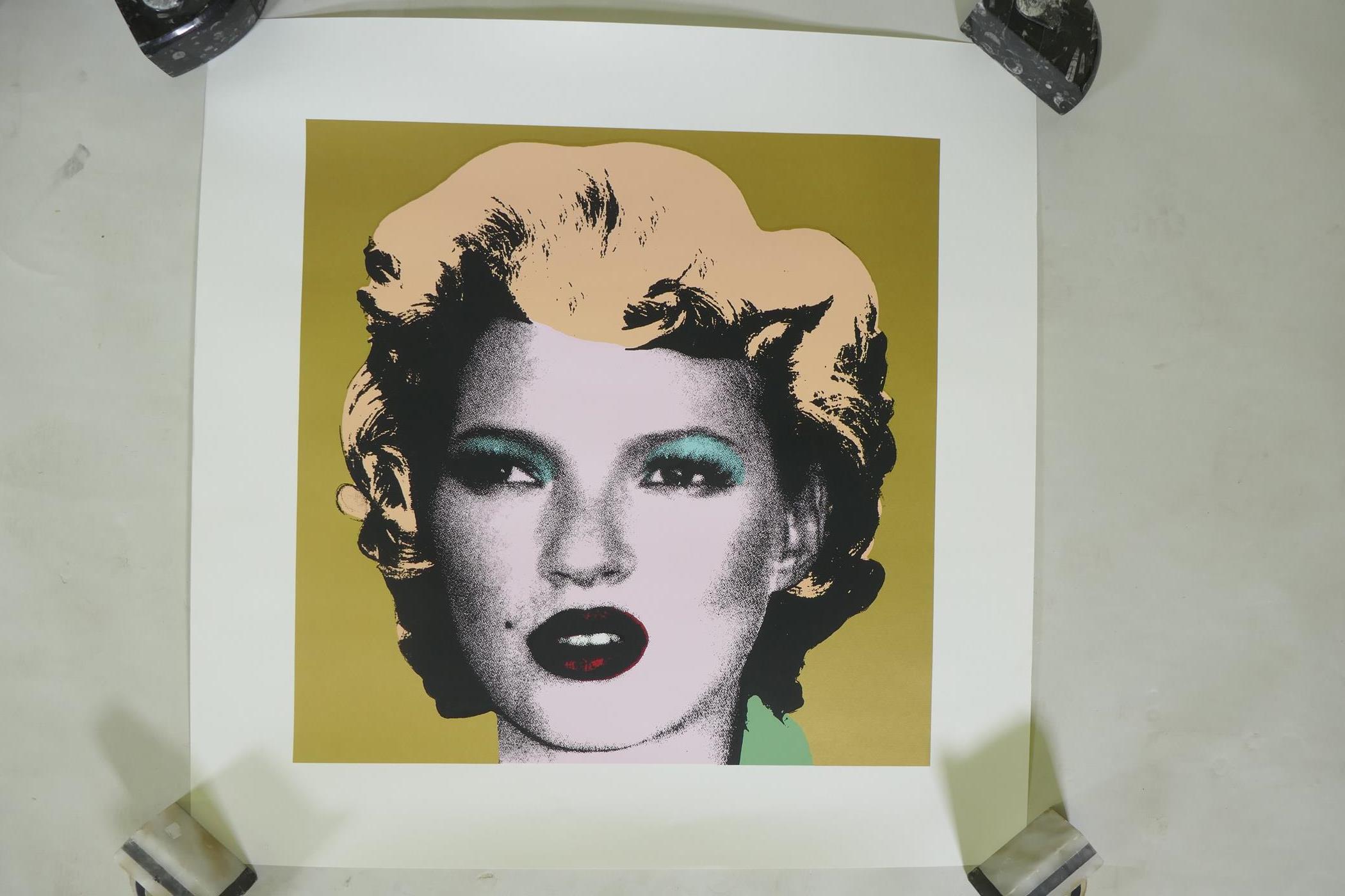 After Banksy, Kate Moss (apricot and gold), limited edition copy screen print No. 27/500, by the - Image 2 of 4