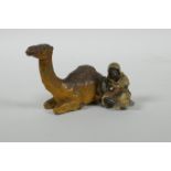 An Austrian style cold painted metal figure of a camel and moose, 10cm long
