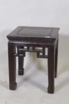 A Chinese hardwood side table, 41 x 41cm, 50cm high
