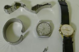 A Seiko automatic stainless steel gentleman's wristwatch, with straps and a vintage Target automatic