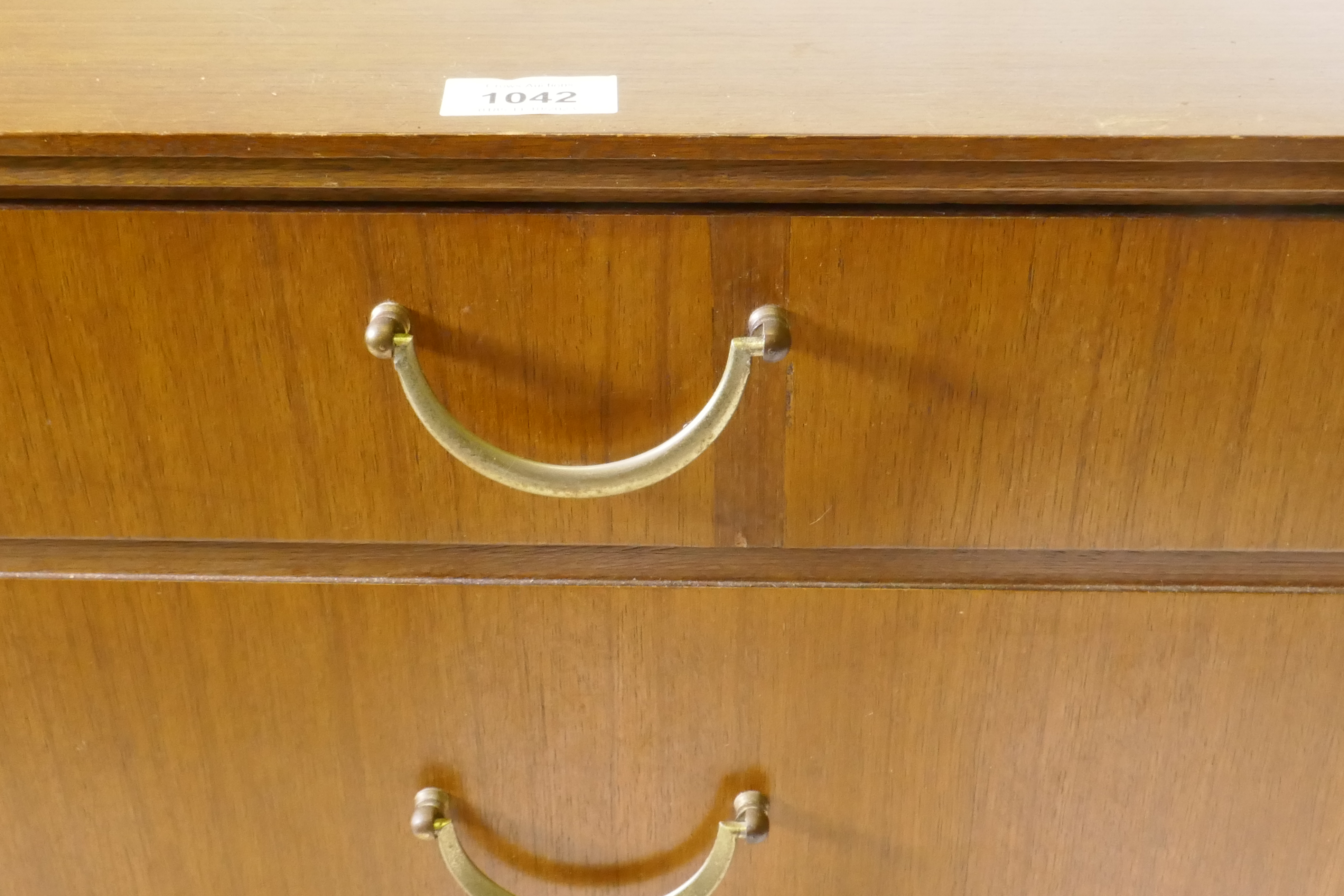 A mid century teak dressing table/low side cabinet, with two cupboards flanking two drawers, - Image 5 of 6
