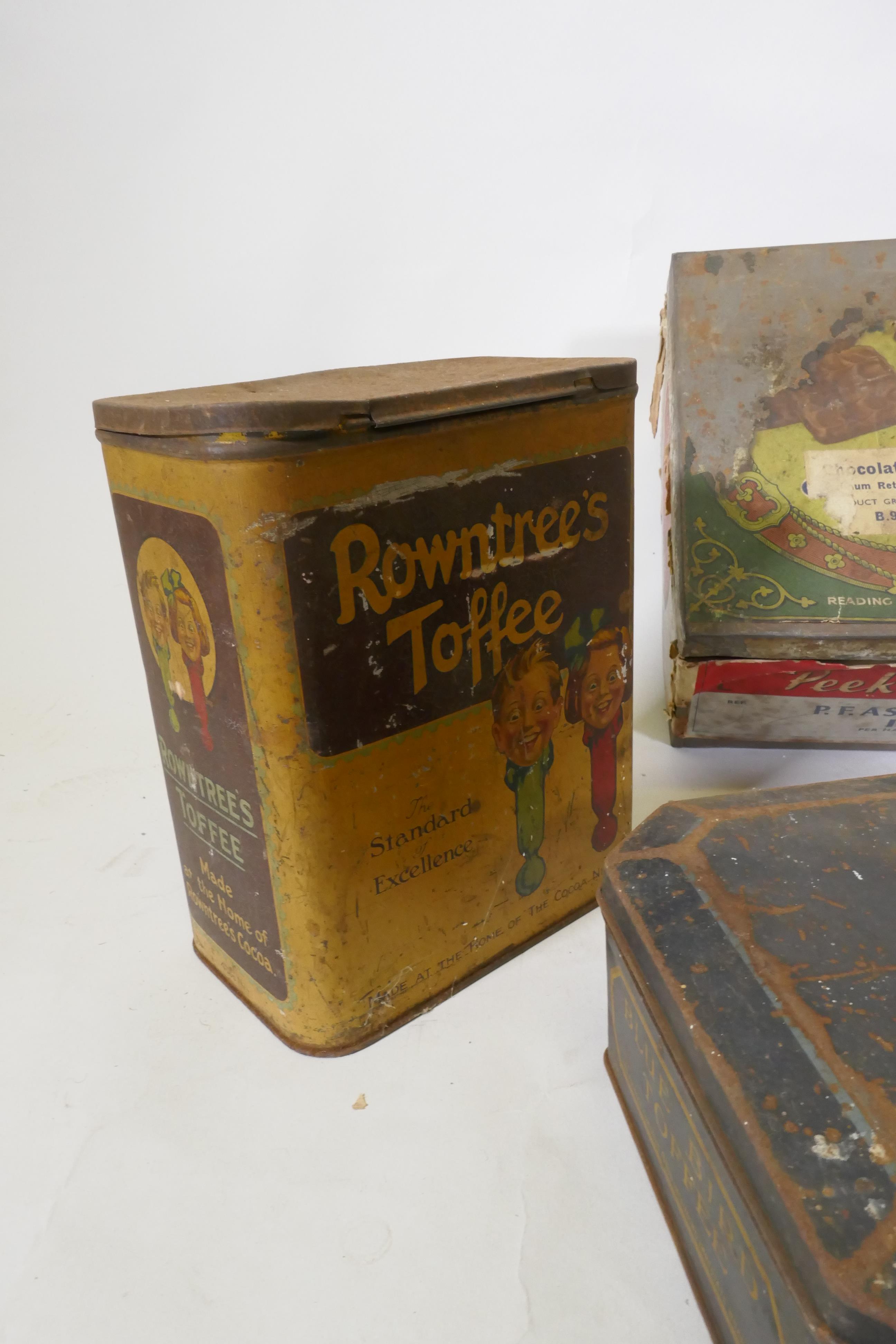 A quantity of vintage biscuit cigarette and toffee tins, largest 22 x 25cm - Image 3 of 5