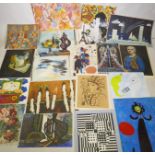 A folio of good quality art prints, to include works by Picasso, Miro, Vasarely, Renoir, Kandinsky