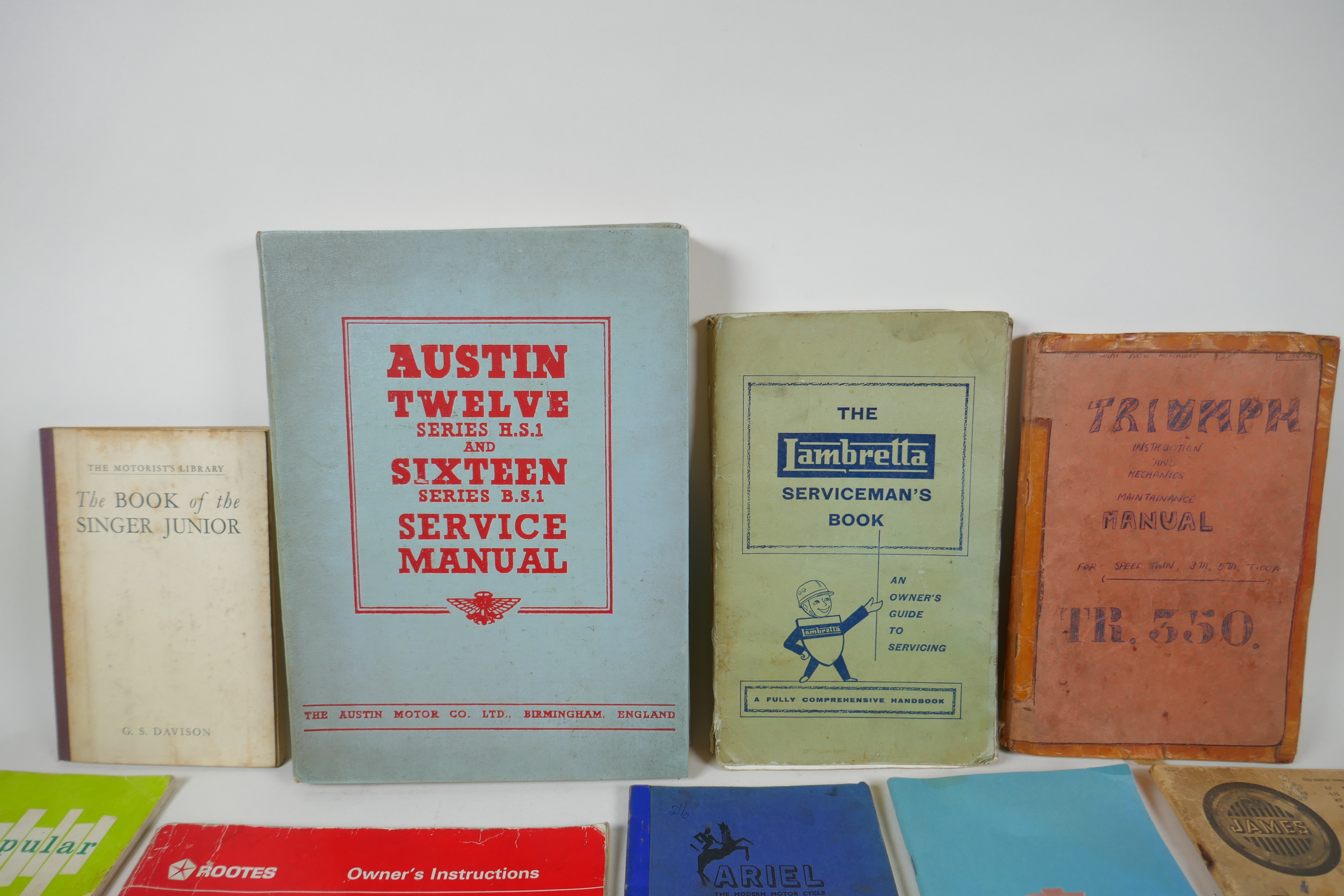 A quantity of vintage motoring manuals, including manuals for Lambretta, Austin 12 and 16, Chevrolet - Image 2 of 4