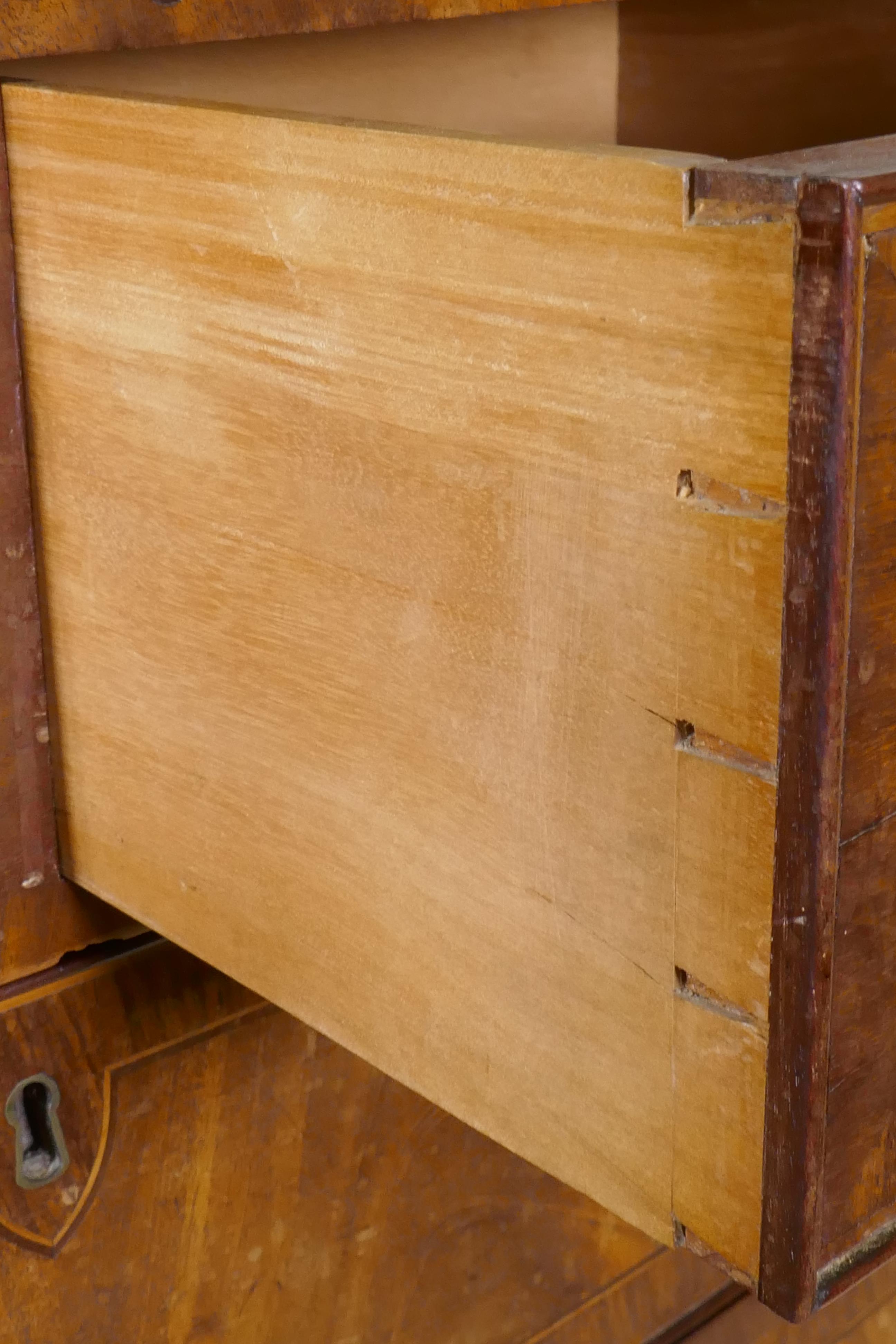 A Regency mahogany bowfront chest, with inlaid frieze and two over three drawers, flanked by - Image 6 of 6