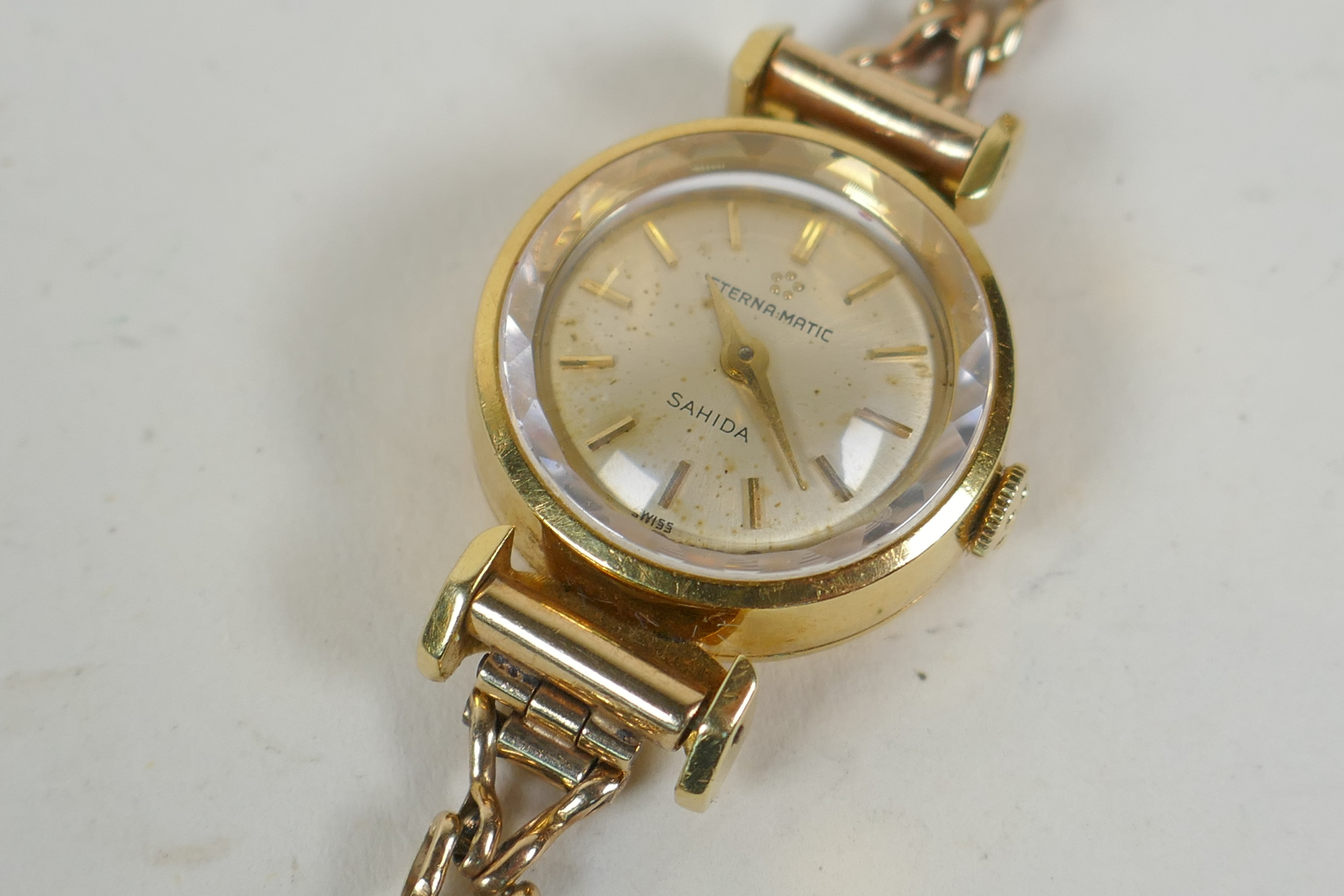 18ct gold cocktail watch with 9ct gold strap - Image 2 of 2